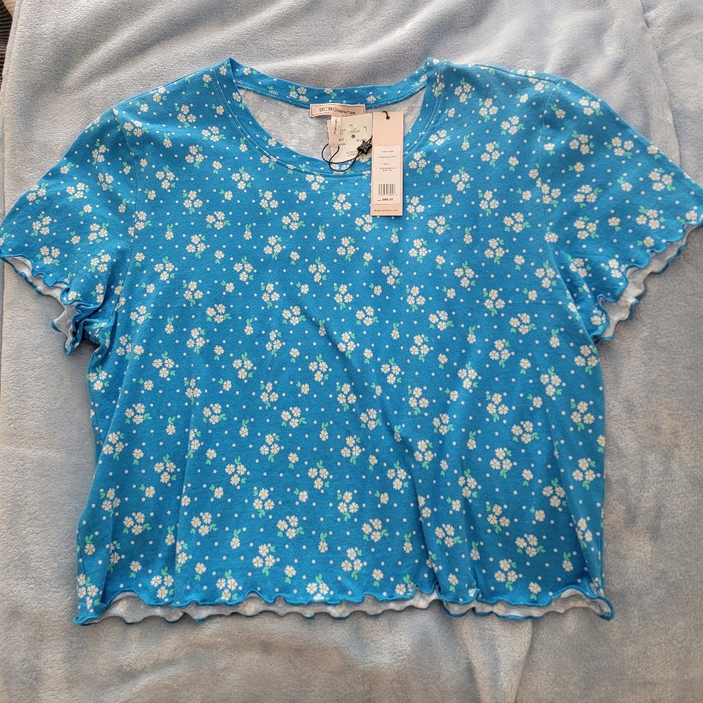 BCBGeneration Blue Daisy Print Top